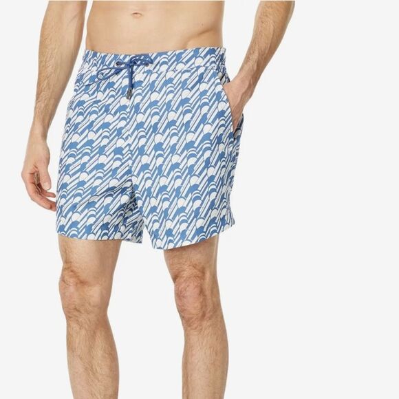 TED BAKER LONDON NWT MENS SWIMSUIT SIZE 3 IN COLOR DK BLUE STYLE MID SCALE GEO - Picture 1 of 5